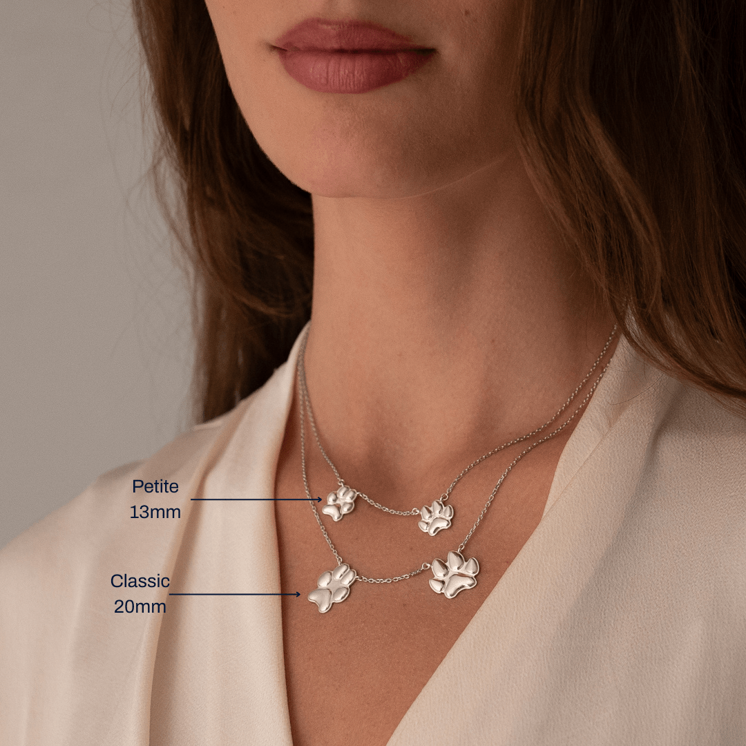 Silver Double Petite Paw Necklace