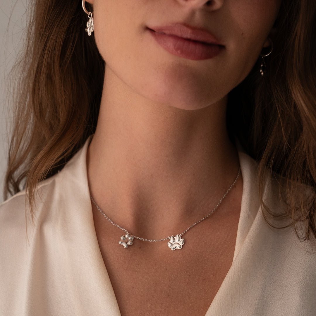 Silver Double Petite Paw Necklace