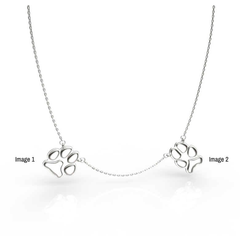 Silver Double Petite Paw Necklace